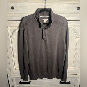 Carbon2Cobalt Charcoal Grey 3 Button Henley Thick‎ Knit Pullover Sweater Basic